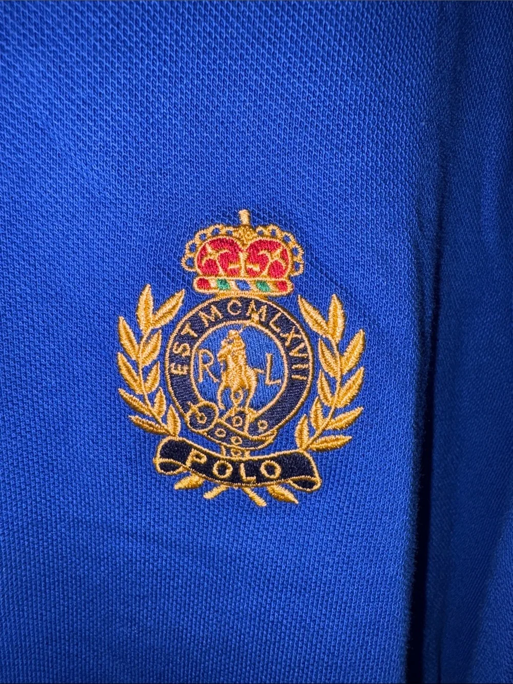 Ralph Lauren Bright Blue Polo with Crest and Sleeve Number